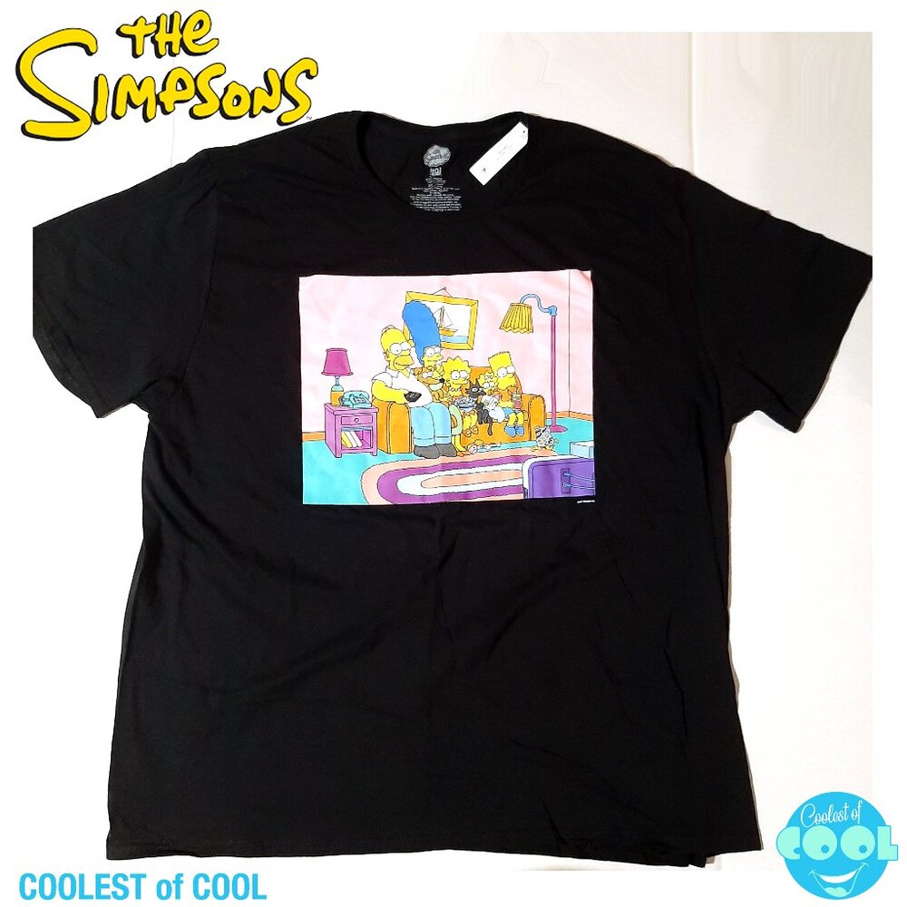 The Simpsons Family Couch Homer Marge Lisa Maggie Bart Black T-Shirt 3XL NWT